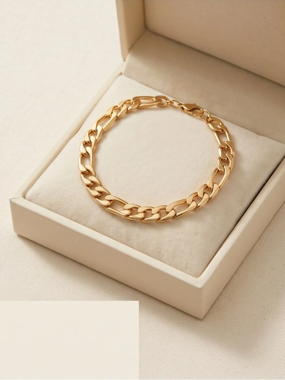 Men's Ladies Gold-Toned Curb Chain Link Bracelet New